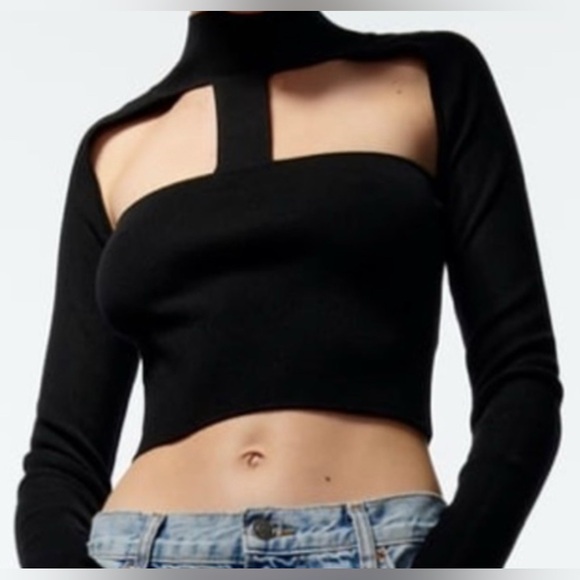 ZARA cut out mock neck knit top - Picture 7 of 8